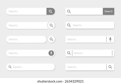 Collection of 3d Search Bar for ux ui design and web site design. Search Address and navigation bar icon form templates for websites