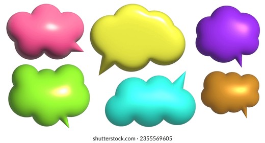 Collection 3d Speech bubbles. Chat dialogue bubble text. 
