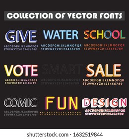collection of 3d vector fonts alphabet and numbers