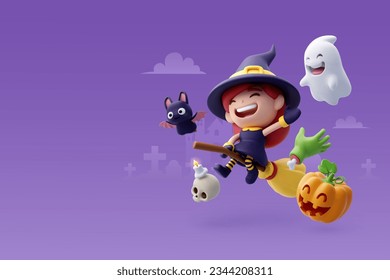 Collection of 3d Vector Halloween icon, Happy Halloween party concept. Eps 10 Vector.