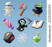 Collection of 3d Vector Happy halloween festival concept. Eps 10 Vector.