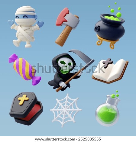 Collection of 3d Vector Happy halloween festival concept. Eps 10 Vector.