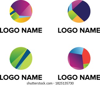 Collection of 4 Abstract logotype. Color circle design
