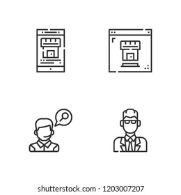 Collection of 4 agent outline icons include icons such as operator, agent