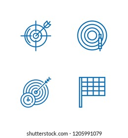 Collection of 4 aim outline icons include icons such as aim, dart, goal