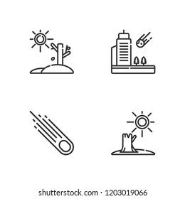 Collection of 4 asteroid outline icons include icons such as asteroid, meteorite