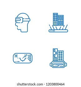 Collection of 4 augmented outline icons include icons such as augmented reality