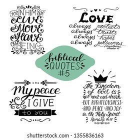 Collection 4 with 4 Bible verses. My peace I give to you. Love always. The Kingdom of God. Biblical background. Christian poster. Modern calligraphy Scripture print Motivational quotes