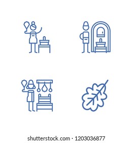 Collection of 4 birch outline icons include icons such as russian banya, birch