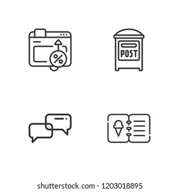 Collection of 4 blog outline icons include icons such as post, conversion, menu