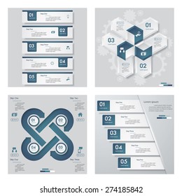 Collection of 4 blue color template/graphic or website layout. Vector Background. For your idea and presentation.