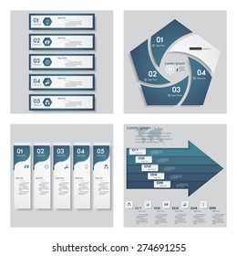 Collection of 4 blue color template/graphic or website layout. Vector Background. For your idea and presentation.