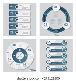 Collection of 4 blue color template/graphic or website layout. Vector Background. For your idea and presentation.
