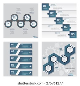 Collection of 4 blue color template/graphic or website layout. Vector Background. For your idea and presentation.