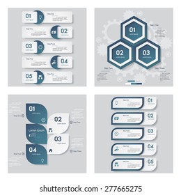 Collection of 4 blue color template/graphic or website layout. Vector Background. For your idea and presentation.