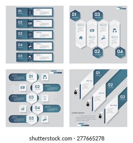 Collection of 4 blue color template/graphic or website layout. Vector Background. For your idea and presentation.