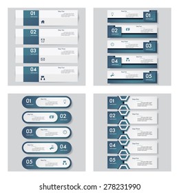 Collection of 4 blue color template/graphic or website layout. Vector Background. For your idea and presentation.
