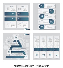Collection of 4 blue color template/graphic or website layout. Vector Background. For your idea and presentation.