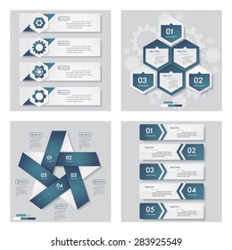 Collection of 4 blue color template/graphic or website layout. Vector Background. For your idea and presentation.