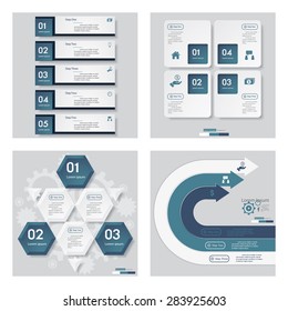 Collection of 4 blue color template/graphic or website layout. Vector Background. For your idea and presentation.