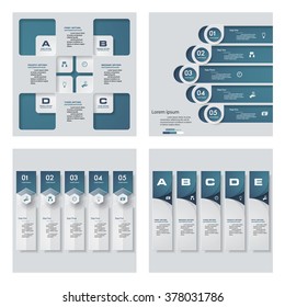 Collection of 4 blue color template/graphic or website layout. Vector Background. For your idea and presentation.