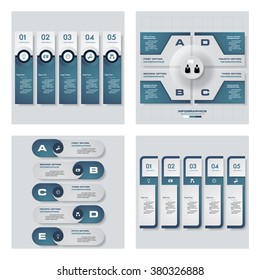 Collection of 4 blue color template/graphic or website layout. Vector Background. For your idea and presentation.