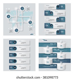 Collection of 4 blue color template/graphic or website layout. Vector Background. For your idea and presentation.