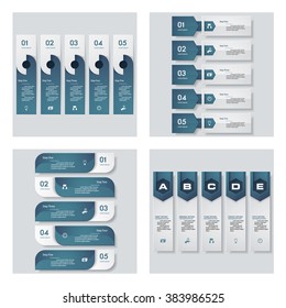 Collection of 4 blue color template/graphic or website layout. Vector Background. For your idea and presentation.