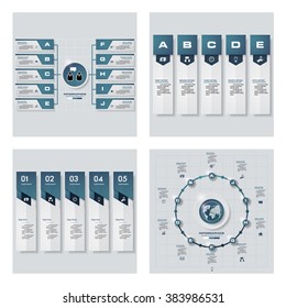 Collection of 4 blue color template/graphic or website layout. Vector Background. For your idea and presentation.