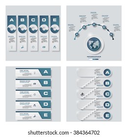 Collection of 4 blue color template/graphic or website layout. Vector Background. For your idea and presentation.