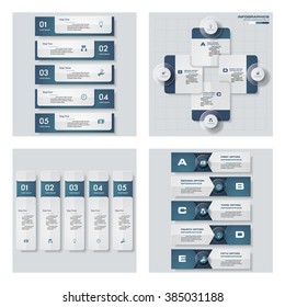 Collection of 4 blue color template/graphic or website layout. Vector Background. For your idea and presentation.