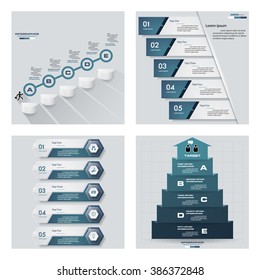 Collection of 4 blue color template/graphic or website layout. Vector Background. For your idea and presentation.