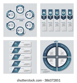 Collection of 4 blue color template/graphic or website layout. Vector Background. For your idea and presentation.