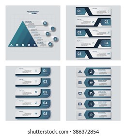 Collection of 4 blue color template/graphic or website layout. Vector Background. For your idea and presentation.