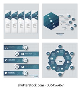 Collection of 4 blue color template/graphic or website layout. Vector Background. For your idea and presentation.