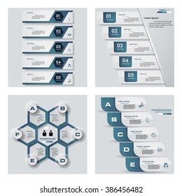 Collection of 4 blue color template/graphic or website layout. Vector Background. For your idea and presentation.