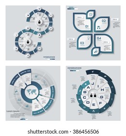 Collection of 4 blue color template/graphic or website layout. Vector Background. For your idea and presentation.