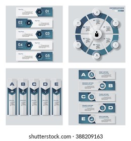 Collection of 4 blue color template/graphic or website layout. Vector Background. For your idea and presentation.