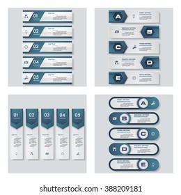 Collection of 4 blue color template/graphic or website layout. Vector Background. For your idea and presentation.