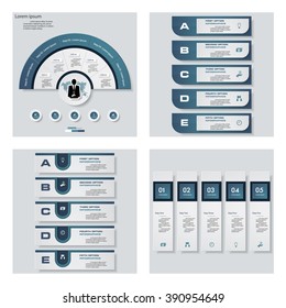 Collection of 4 blue color template/graphic or website layout. Vector Background. For your idea and presentation.