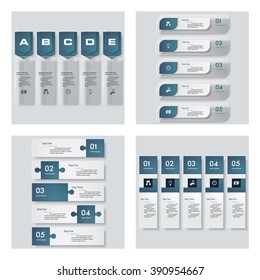 Collection of 4 blue color template/graphic or website layout. Vector Background. For your idea and presentation.
