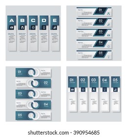 Collection of 4 blue color template/graphic or website layout. Vector Background. For your idea and presentation.
