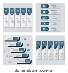 Collection of 4 blue color template/graphic or website layout. Vector Background. For your idea and presentation.