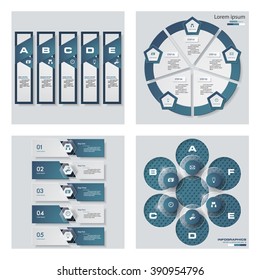 Collection of 4 blue color template/graphic or website layout. Vector Background. For your idea and presentation.
