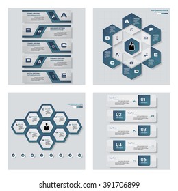 Collection of 4 blue color template/graphic or website layout. Vector Background. For your idea and presentation.