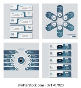 Collection of 4 blue color template/graphic or website layout. Vector Background. For your idea and presentation.