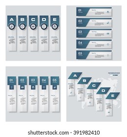 Collection of 4 blue color template/graphic or website layout. Vector Background. For your idea and presentation.