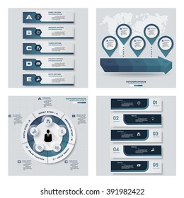 Collection of 4 blue color template/graphic or website layout. Vector Background. For your idea and presentation.