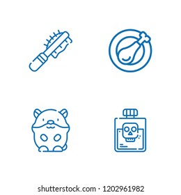 Collection of 4 bone outline icons include icons such as poison, hamster, pet brush