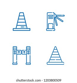 Collection of 4 boundary outline icons include icons such as cone, turntiles